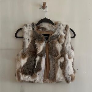 Real Fur Vest in Brown and Cream